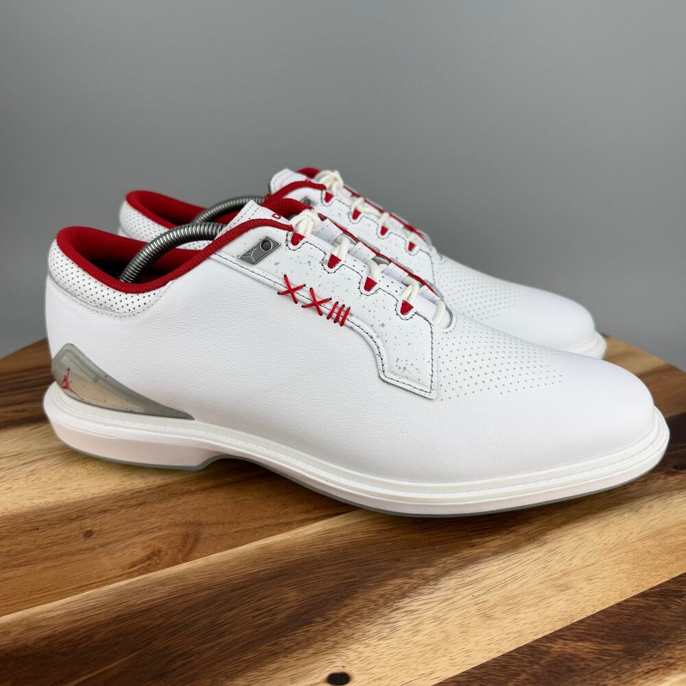 Nike Air Jordan ADG 5 Golf Spikeless Shoes Size 9.5 White Fire Red FQ7874-101